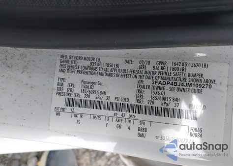 2018 Ford Fiesta Se from USA, damaged, VIN 3FADP4BJ4JM109270